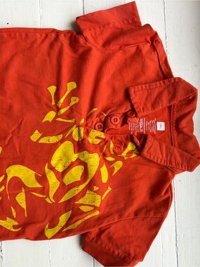 Tea Collection Red Polo with Yellow Graphic